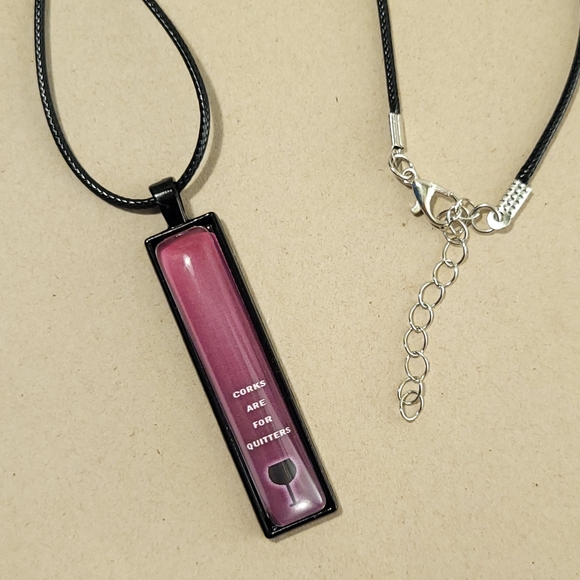 CORKS ARE FOR QUITTERS Vertical Pendant Necklace - Picture 2 of 8